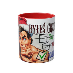 Kubek dwukolorowy „Byłeś grzeczny?” – śmieszny świąteczny kubek z Mikołajem | Prezent na Święta | Ceramiczny kubek z kolorowym wnętrzem