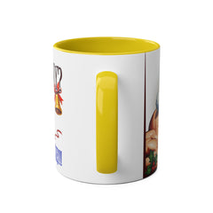 Kubek dwukolorowy „Byłeś grzeczny?” – śmieszny świąteczny kubek z Mikołajem | Prezent na Święta | Ceramiczny kubek z kolorowym wnętrzem