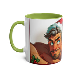 Kubek dwukolorowy „Byłeś grzeczny?” – śmieszny świąteczny kubek z Mikołajem | Prezent na Święta | Ceramiczny kubek z kolorowym wnętrzem