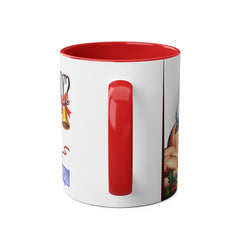 Kubek dwukolorowy „Byłeś grzeczny?” – śmieszny świąteczny kubek z Mikołajem | Prezent na Święta | Ceramiczny kubek z kolorowym wnętrzem