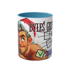 Kubek dwukolorowy „Byłeś grzeczny?” – śmieszny świąteczny kubek z Mikołajem | Prezent na Święta | Ceramiczny kubek z kolorowym wnętrzem