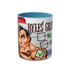 Kubek dwukolorowy „Byłeś grzeczny?” – śmieszny świąteczny kubek z Mikołajem | Prezent na Święta | Ceramiczny kubek z kolorowym wnętrzem