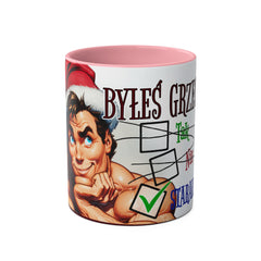 Kubek dwukolorowy „Byłeś grzeczny?” – śmieszny świąteczny kubek z Mikołajem | Prezent na Święta | Ceramiczny kubek z kolorowym wnętrzem