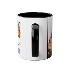 Kubek dwukolorowy „Byłeś grzeczny?” – śmieszny świąteczny kubek z Mikołajem | Prezent na Święta | Ceramiczny kubek z kolorowym wnętrzem