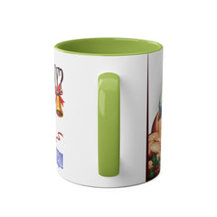 Kubek dwukolorowy „Byłeś grzeczny?” – śmieszny świąteczny kubek z Mikołajem | Prezent na Święta | Ceramiczny kubek z kolorowym wnętrzem