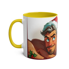 Kubek dwukolorowy „Byłeś grzeczny?” – śmieszny świąteczny kubek z Mikołajem | Prezent na Święta | Ceramiczny kubek z kolorowym wnętrzem