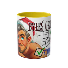 Kubek dwukolorowy „Byłeś grzeczny?” – śmieszny świąteczny kubek z Mikołajem | Prezent na Święta | Ceramiczny kubek z kolorowym wnętrzem