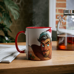 Kubek dwukolorowy „Byłeś grzeczny?” – śmieszny świąteczny kubek z Mikołajem | Prezent na Święta | Ceramiczny kubek z kolorowym wnętrzem