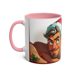 Kubek dwukolorowy „Byłeś grzeczny?” – śmieszny świąteczny kubek z Mikołajem | Prezent na Święta | Ceramiczny kubek z kolorowym wnętrzem