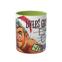 Kubek dwukolorowy „Byłeś grzeczny?” – śmieszny świąteczny kubek z Mikołajem | Prezent na Święta | Ceramiczny kubek z kolorowym wnętrzem