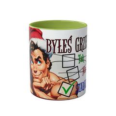 Kubek dwukolorowy „Byłeś grzeczny?” – śmieszny świąteczny kubek z Mikołajem | Prezent na Święta | Ceramiczny kubek z kolorowym wnętrzem