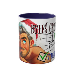 Kubek dwukolorowy „Byłeś grzeczny?” – śmieszny świąteczny kubek z Mikołajem | Prezent na Święta | Ceramiczny kubek z kolorowym wnętrzem