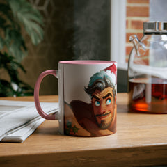 Kubek dwukolorowy „Byłeś grzeczny?” – śmieszny świąteczny kubek z Mikołajem | Prezent na Święta | Ceramiczny kubek z kolorowym wnętrzem