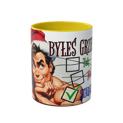 Kubek dwukolorowy „Byłeś grzeczny?” – śmieszny świąteczny kubek z Mikołajem | Prezent na Święta | Ceramiczny kubek z kolorowym wnętrzem