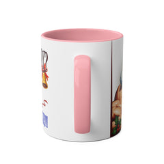 Kubek dwukolorowy „Byłeś grzeczny?” – śmieszny świąteczny kubek z Mikołajem | Prezent na Święta | Ceramiczny kubek z kolorowym wnętrzem