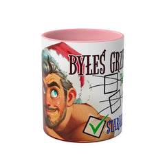 Kubek dwukolorowy „Byłeś grzeczny?” – śmieszny świąteczny kubek z Mikołajem | Prezent na Święta | Ceramiczny kubek z kolorowym wnętrzem