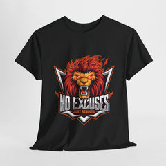 Motivational Lion Graphic Tee - 'No Excuses, Just Results'