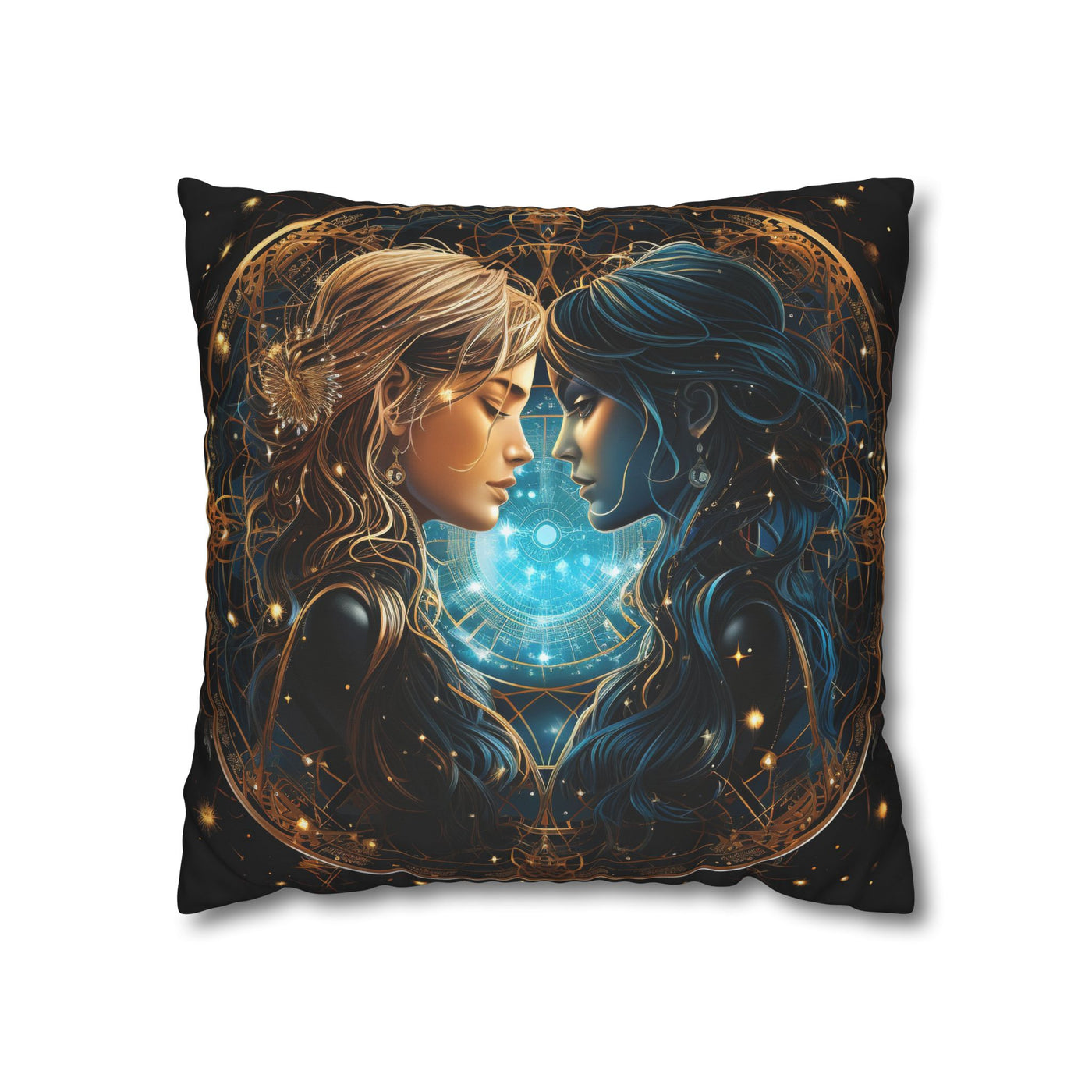 Gemini Zodiac Pillowcase - Mystical Portraits Decorative Cushion Cover