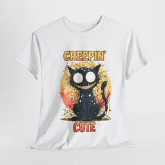 Creepin' Cute Cat Tee - Spooky Kitty Graphic T-Shirt, Halloween Shirt, Casual Outfit, Gift for Cat Lovers, Unisex Cotton Top