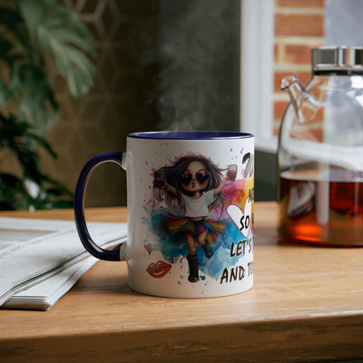 Colorful Wine Lover's Mug - "Let's Drink!" Art Design - Perfect Gift for Celebrations  Two-Tone Ceramic Mug
