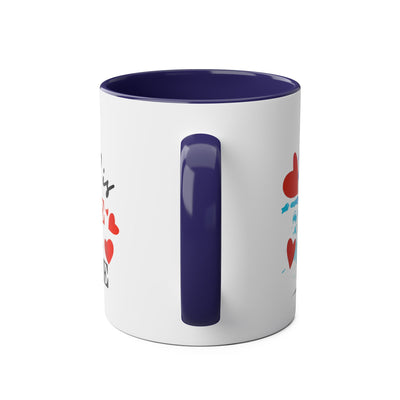 Cute Two-Tone Love & Cuddle Coffee Mug | 11oz Heart Design