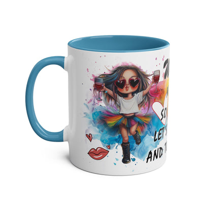 Colorful Wine Lover's Mug - "Let's Drink!" Art Design - Perfect Gift for Celebrations  Two-Tone Ceramic Mug