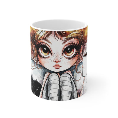 Whimsical Cat Lover Coffee Mug - 11oz & 15oz Ceramic Cups
