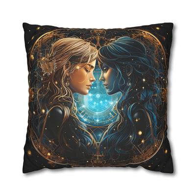 Gemini Zodiac Pillowcase - Mystical Portraits Decorative Cushion Cover