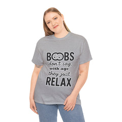 Funny Boobs Relax Unisex Heavy Cotton Tee, Humor Shirt, Casual Wear, Gift for Her, Birthday Present, Relaxation Tee