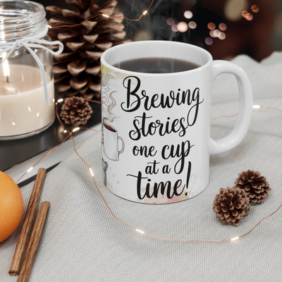 Whimsical Reading Girl Ceramic Coffee Mug - Perfect for Book Lovers | 11oz & 15oz Sizes