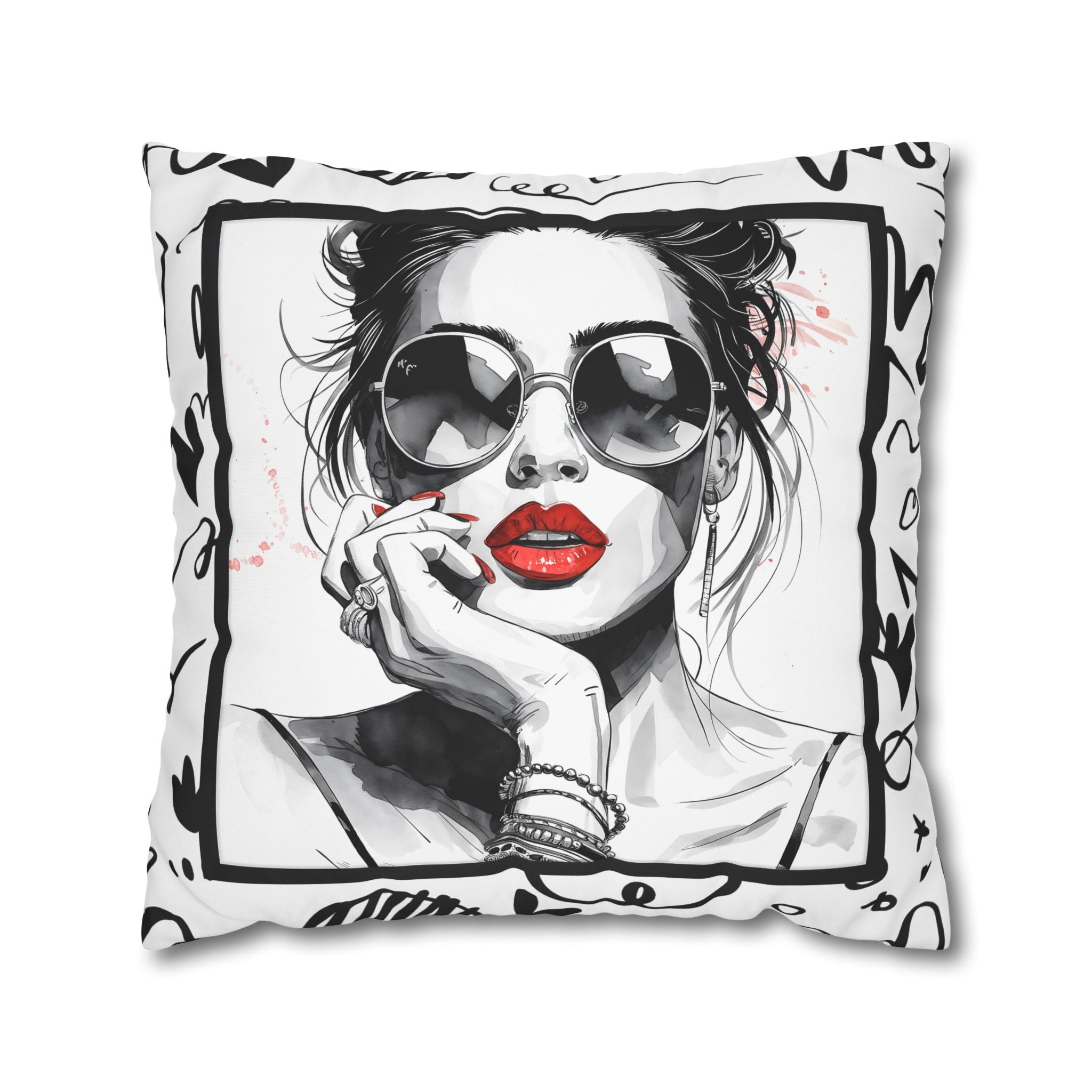 Canvas Pillowcase - Chic Retro Print Stylish Home Decor