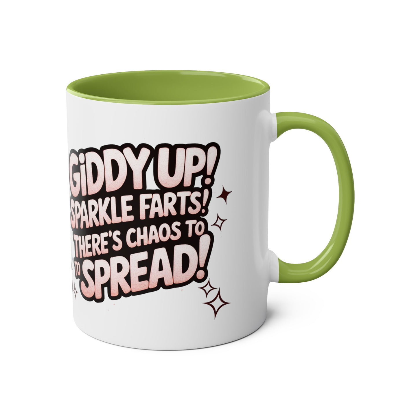 Giddy Sparkle Two-Tone Coffee Mug | 11oz Unicorn & Cat Design