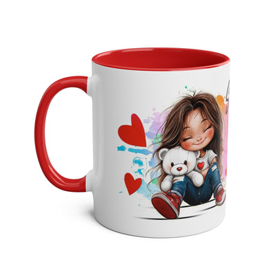 Cute Two-Tone Love & Cuddle Coffee Mug | 11oz Heart Design