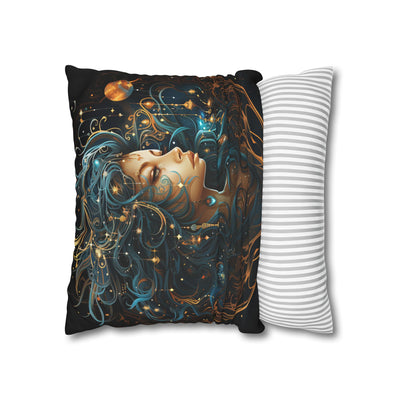 Artistic Virgo Zodiac Poly Canvas Pillowcase - Celestial Decor for Home