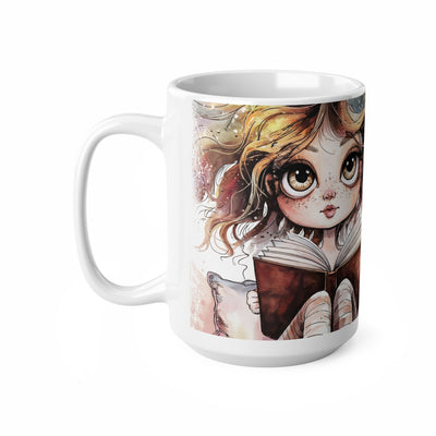 Whimsical Reading Girl Ceramic Coffee Mug - Perfect for Book Lovers | 11oz & 15oz Sizes