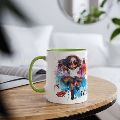 Colorful Two-Tone Coffee Mug - Fun Wine Lover Design