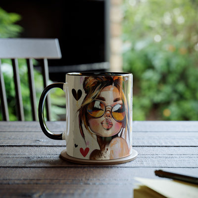 Chic Two-Tone Coffee Mug - Heart Design, Love Quote | Perfect Gift for Friends & Loved Ones