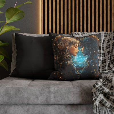 Gemini Zodiac Pillowcase - Mystical Portraits Decorative Cushion Cover