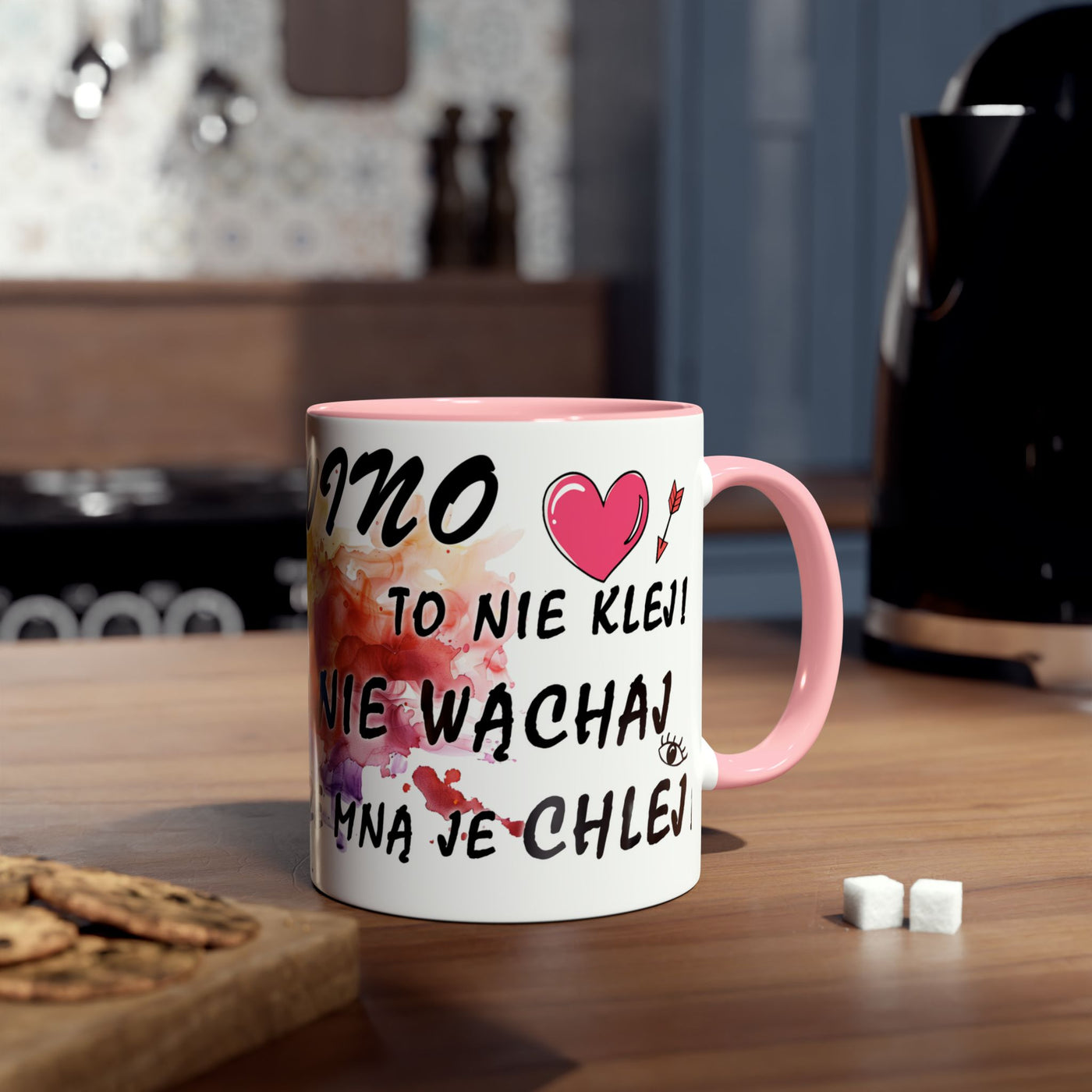 Colorful Two-Tone Coffee Mug - Fun Wine Lover Design