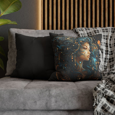 Artistic Virgo Zodiac Poly Canvas Pillowcase - Celestial Decor for Home