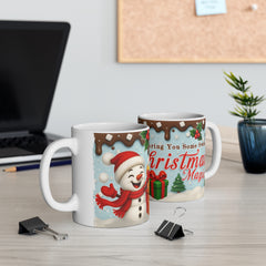Christmas Cheer Cute Snowman Design 11oz Mug - Holiday Coffee Cup, Gift for Him/Her, Winter Decor, Festive Hot Beverage Mug,