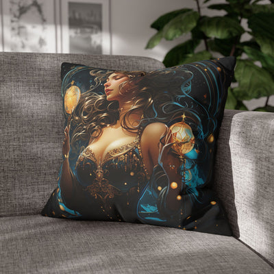Artistic Aquarius Zodiac Pillowcase with Mystic Woman Design