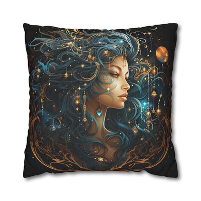 Artistic Virgo Zodiac Poly Canvas Pillowcase - Celestial Decor for Home