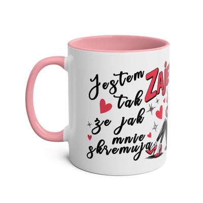 Funny Two-Tone Coffee Mug - 'Jestem tak Zajebista' Design for Coffee Lovers