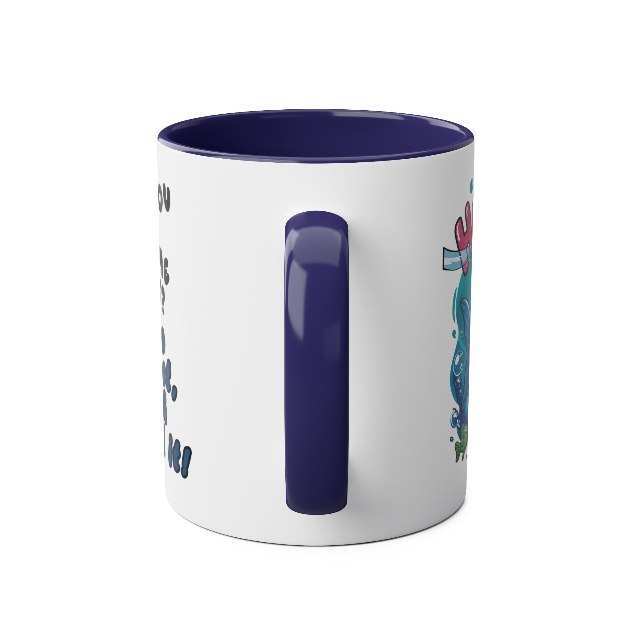 Coffee Mug - Humorous Fish-Themed Two-Tone Design, 11oz