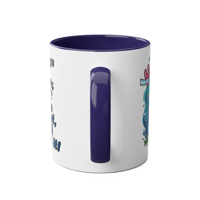 Coffee Mug - Humorous Fish-Themed Two-Tone Design, 11oz