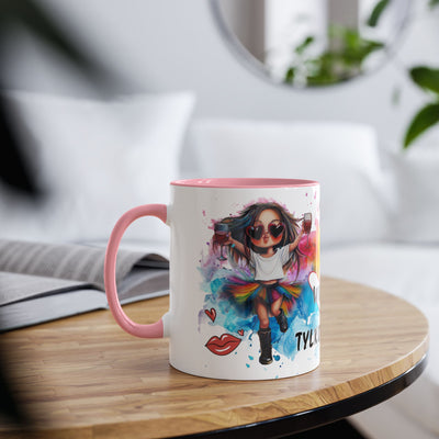 Colorful Two-Tone Coffee Mug - Fun Wine Lover Design