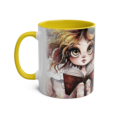 Whimsical Two-Tone Coffee Mug - "Brewing Stories" - Perfect for Book Lovers