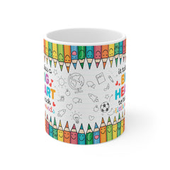 Ceramic Teacher Coffee Cup - "It Takes a Big Heart to Teach Little Minds" - Perfect Gift for Educators, Desk Decor, Classroom Essentials
