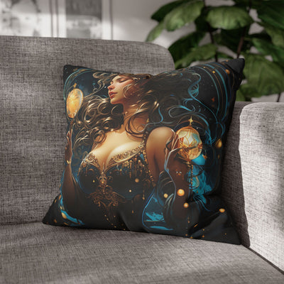 Artistic Aquarius Zodiac Pillowcase with Mystic Woman Design
